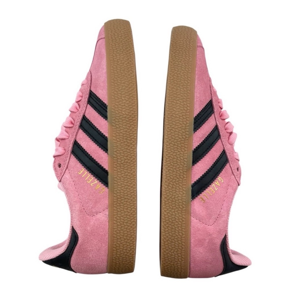 adidas Gazelle Pink Suede Sneakers with Black Stripes and Gum Sole - Picture 2 of 7